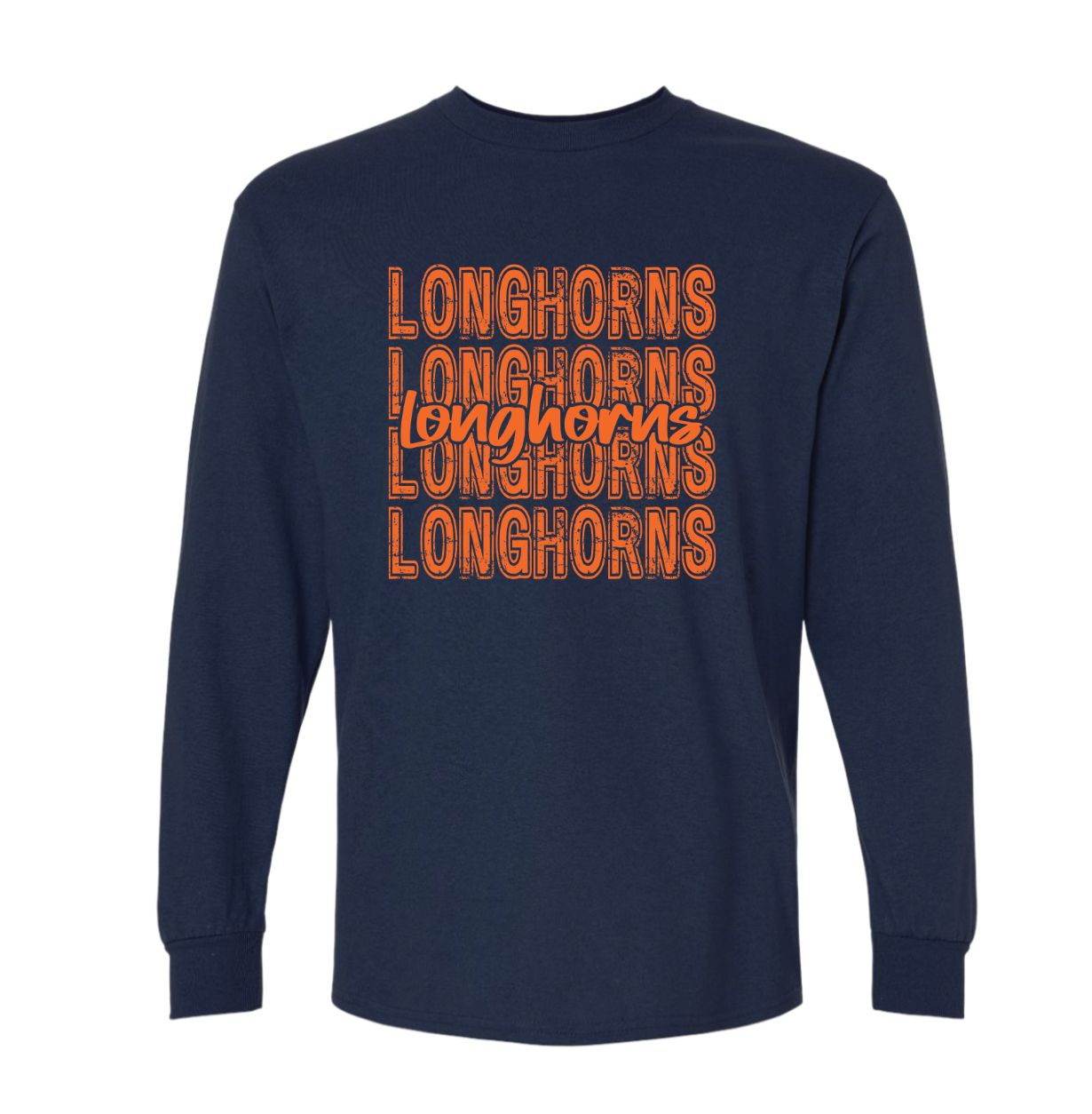ORANGE REPEAT LONGHORNS NAVY LONG SLEEVE 2400