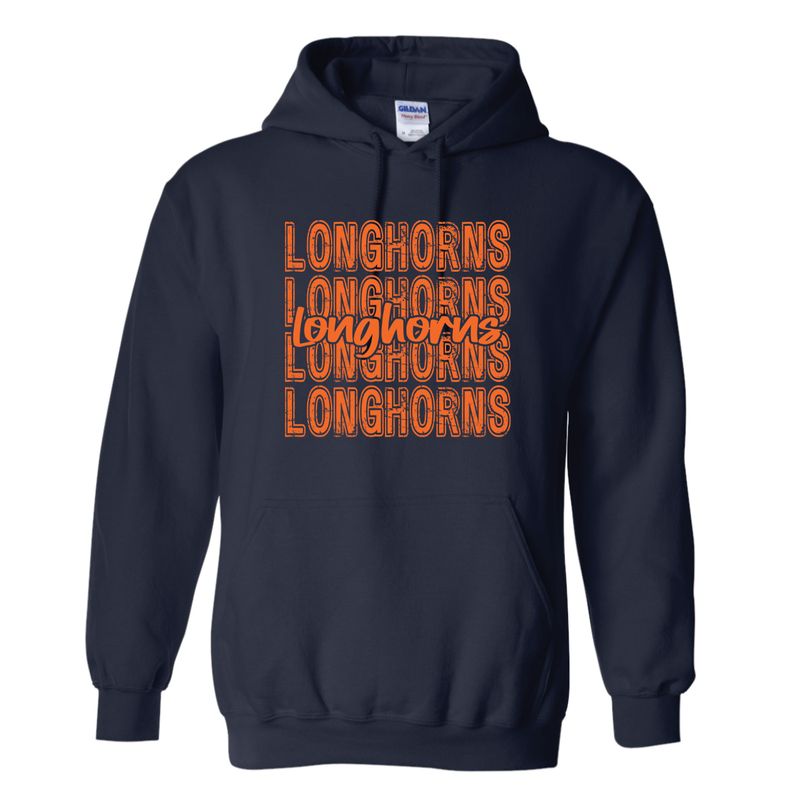ORANGE REPEAT LONGHORNS NAVY HOODIE 18500