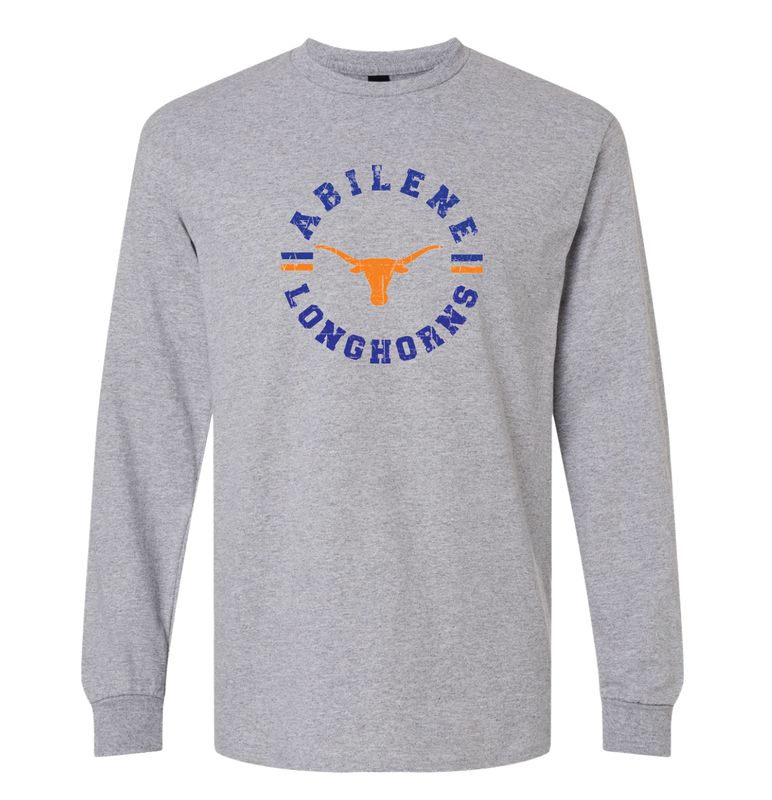 CIRCLE LONGHORNS SPORT GRAY LONG SLEEVE 2400