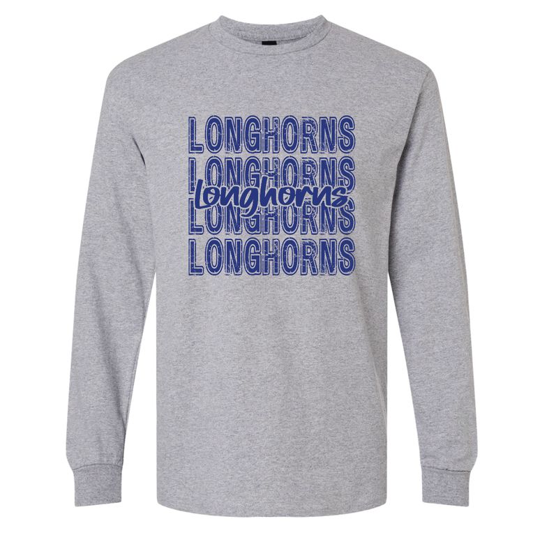 NAVY REPEAT LONGHORNS LONG SLEEVE 2400