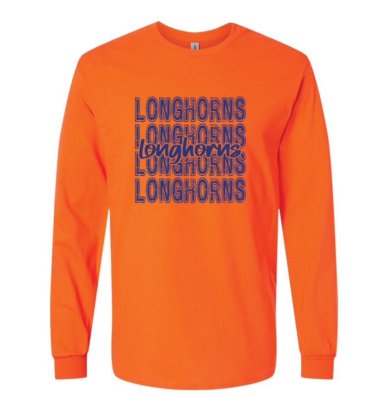 NAVY REPEAT LONGHORNS LONG SLEEVE 2400