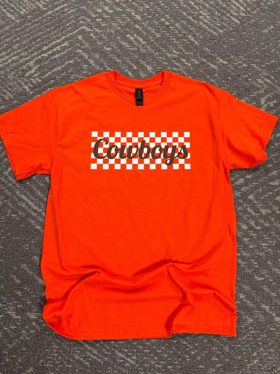 COWBOYS CHECKERED ORANGE TSHIRT- 8000