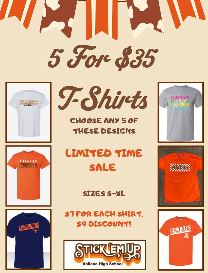 5 FOR $35 TSHIRTS