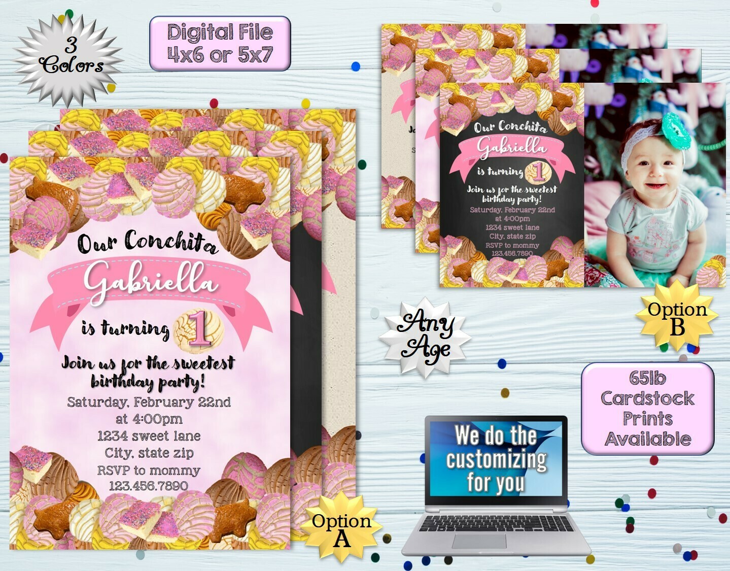 Concha Invitation*Pan Dulce Invitation*Sweet Invitation*Concha Theme*Pan Dulce Theme*Pan Dulce Party*Concha Party*Pan Dulce Birthday*Concha Birthday