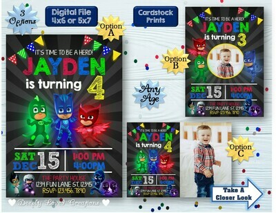 PJ Mask Birthday*PJ Mask Invitation*PJ Mask Digital*PJ Mask Theme*PJ Mask Party*PJ Mask Invite