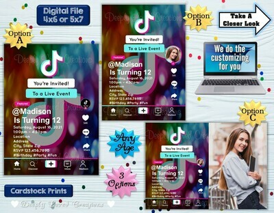 Tik Tok Birthday*Tik Tok Invitation*Tik Tok Digital*Tik Tok Theme*Tik Tok Party*Tik Tok Invite*Tik Tok Inspiried
