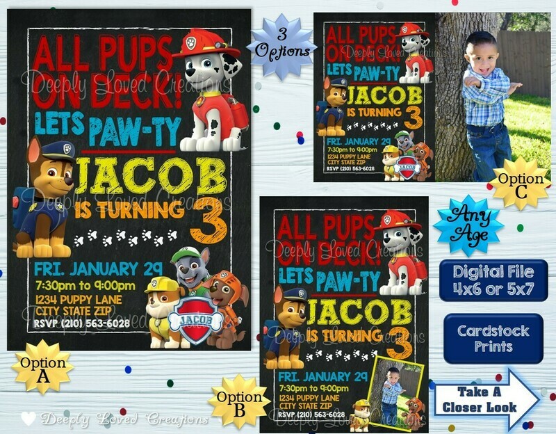 Paw Patrol Birthday*Paw Patrol Invitation*Paw Patrol Digital*Paw Patrol Theme*Paw Patrol Party*Paw Patrol Invite