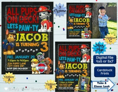 Paw Patrol Birthday*Paw Patrol Invitation*Paw Patrol Digital*Paw Patrol Theme*Paw Patrol Party*Paw Patrol Invite