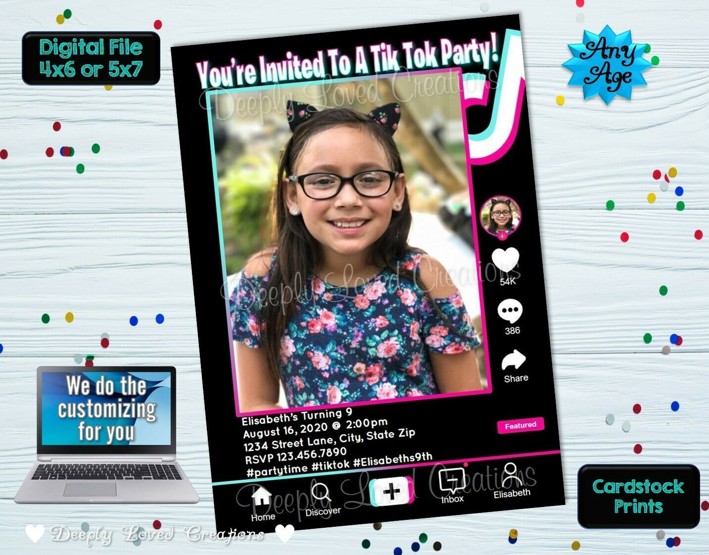 Tik Tok Birthday*Tik Tok Invitation*Tik Tok Digital*Tik Tok Theme*Tik Tok Party*Tik Tok Invite*Tik Tok Inspiried