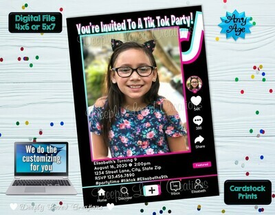 Tik Tok Birthday*Tik Tok Invitation*Tik Tok Digital*Tik Tok Theme*Tik Tok Party*Tik Tok Invite*Tik Tok Inspiried