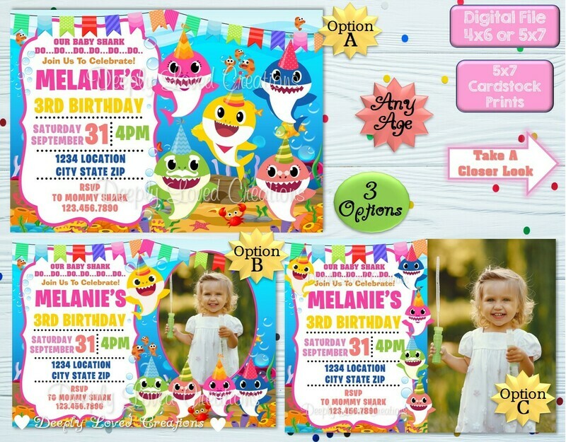 Girl Baby Shark Birthday*Girl Baby Shark Invitation*Girl Baby Shark Digital*Girl Baby Shark Theme*Girl Baby Shark Party*Girl Baby Shark Invite