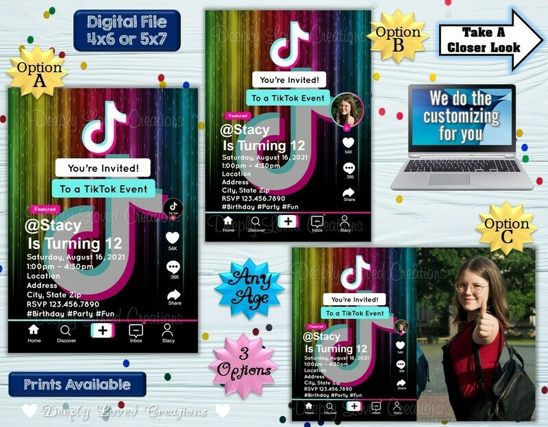 Tik Tok Birthday*Tik Tok Invitation*Tik Tok Digital*Tik Tok Theme*Tik Tok Party*Tik Tok Invite*Tik Tok Inspiried