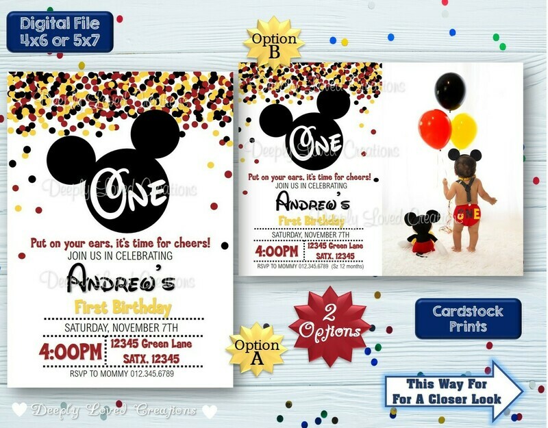 Mickey Mouse Birthday*Mickey Mouse Invitation*Mickey Mouse Digital*Mickey Mouse Theme*Mickey Mouse Party*Mickey Mouse Invite*Mickey Mouse 1st