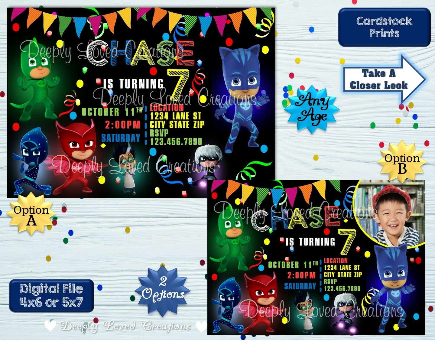PJ Mask Birthday*PJ Mask Invitation*PJ Mask Digital*PJ Mask Theme*PJ Mask Party*PJ Mask Invite