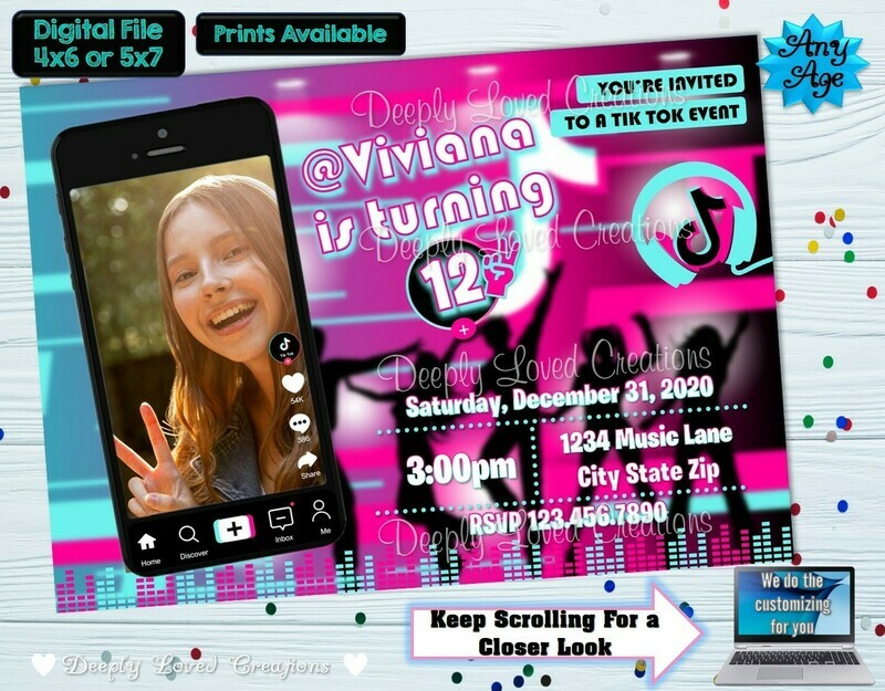 Tik Tok Birthday*Tik Tok Invitation*Tik Tok Digital*Tik Tok Theme*Tik Tok Party*Tik Tok Invite*Tik Tok Inspiried