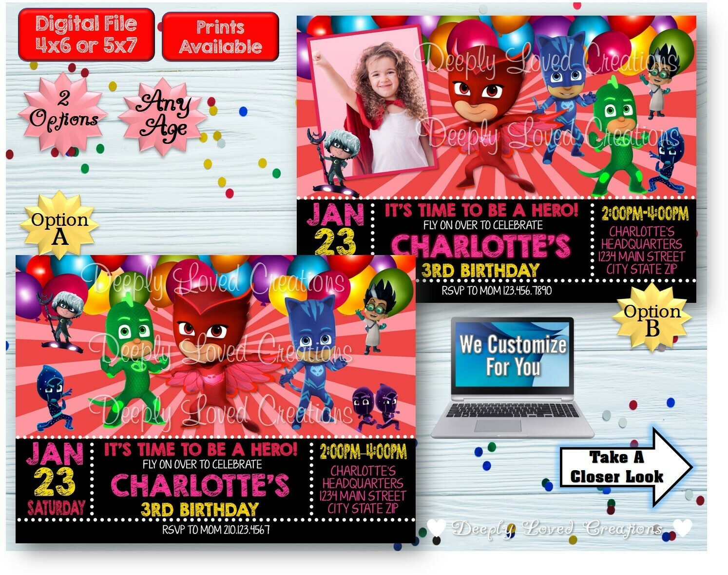 Girl PJ Mask Birthday*Owlette Invitation*PJ Mask Digital*Girl PJ Mask Theme*Owlette Party*Owlette Invite*Owlette Birthday