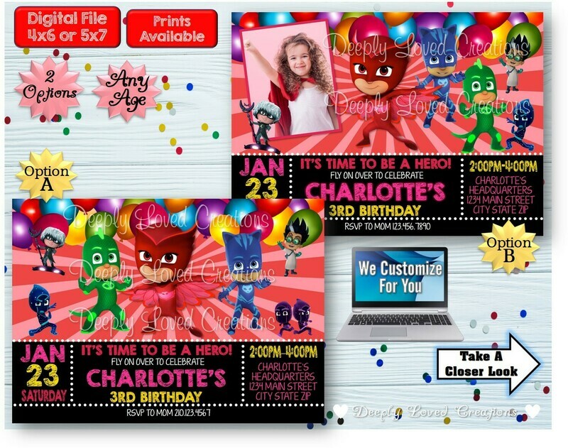 Girl PJ Mask Birthday*Owlette Invitation*PJ Mask Digital*Girl PJ Mask Theme*Owlette Party*Owlette Invite*Owlette Birthday