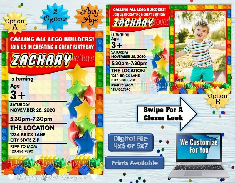 Lego Birthday*Lego Invitation*Lego Digital*Lego Theme*Lego Party*Lego Invite