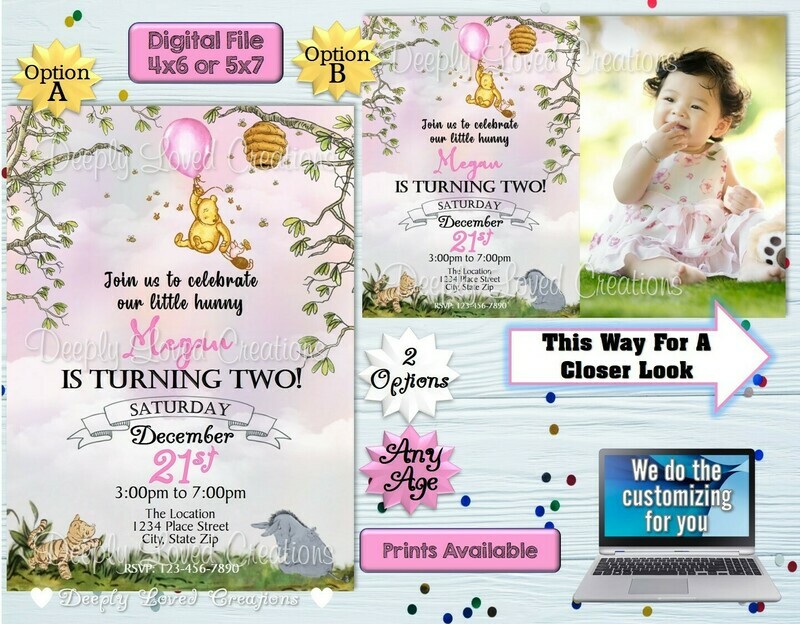 Pink Winnie The Pooh Birthday*Pink Winnie The Pooh Invitation*Pink Winnie The Pooh Digital*Pink Winnie The Pooh Theme*Pink Winnie The Pooh Party*Pink Winnie The Pooh Invite