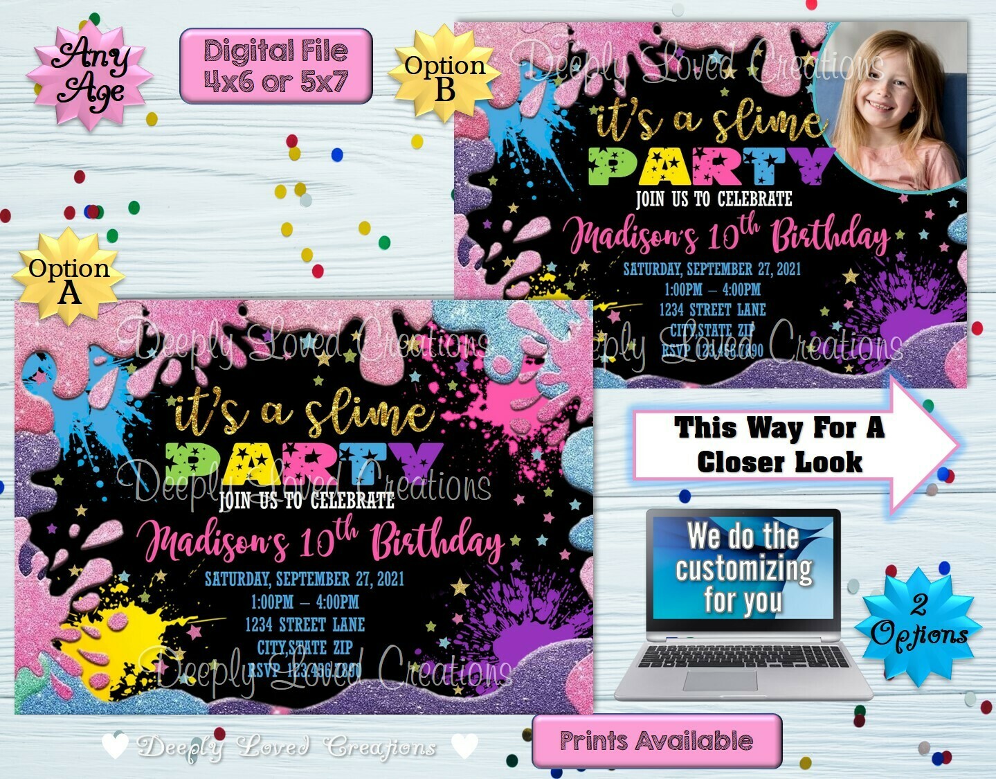 Slime Birthday*Slime Invitation*Slime Digital*Slime Theme*Slime Party*Slime Invite