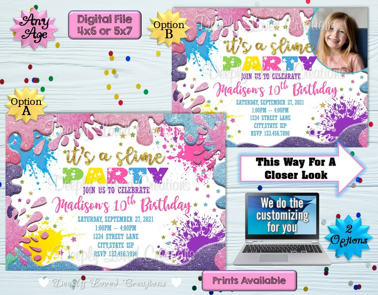 Slime Birthday*Slime Invitation*Slime Digital*Slime Theme*Slime Party*Slime Invite