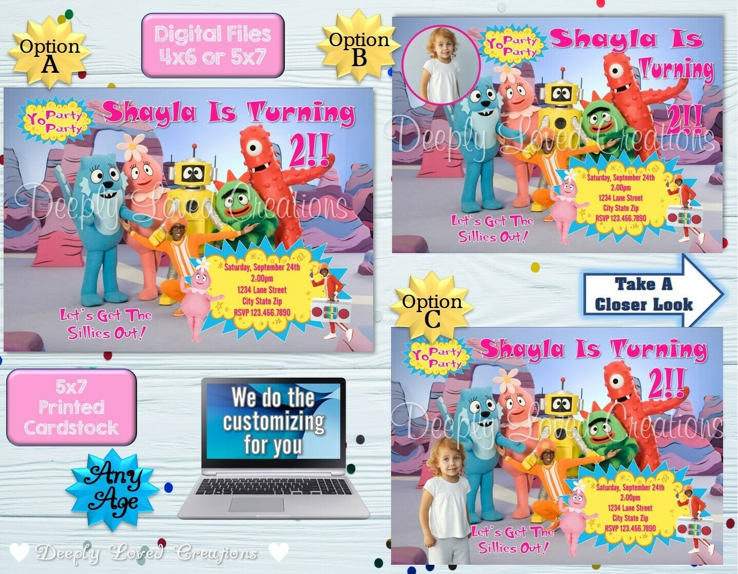 Girl Yo Gabba Gabba Birthday*Yo Gabba Gabba Invitation*Yo Gabba Gabba Digital*Yo Gabba Gabba Theme*Yo Gabba Gabba Party*Yo Gabba Gabba Invite