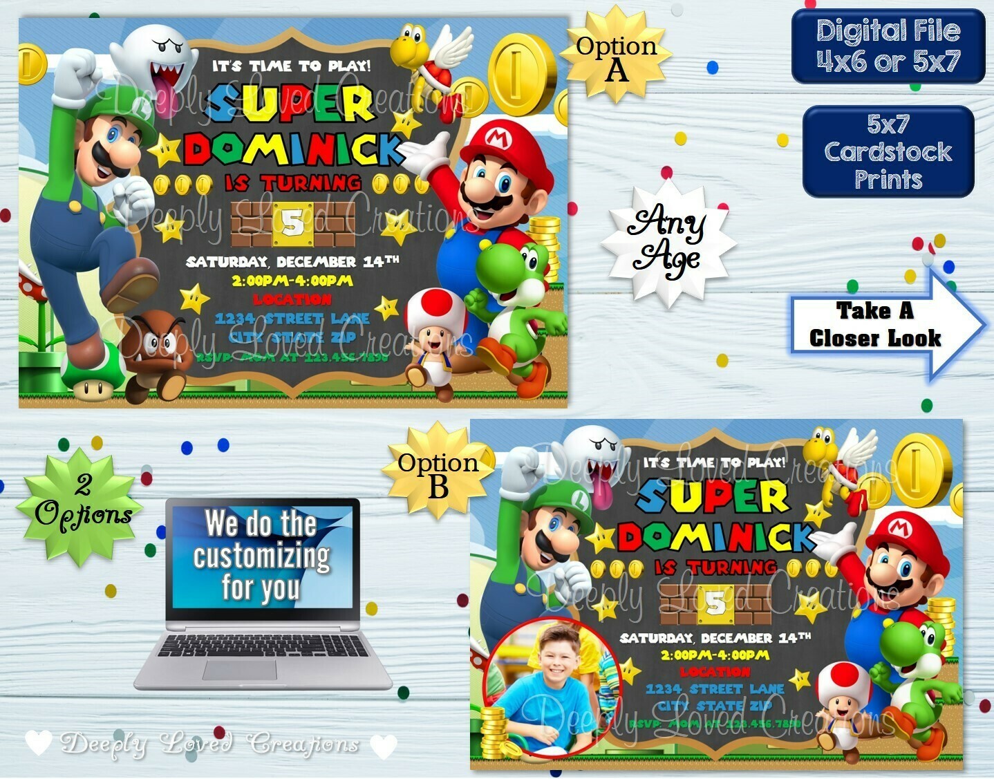 Super Mario Birthday*Super Mario Invitation*Super Mario Digital*Super Mario Theme*Super Mario Party*Super Mario Invite