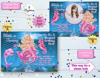 Barbie Mermaid Birthday Invitations *Press photo &amp; swipe for more info*