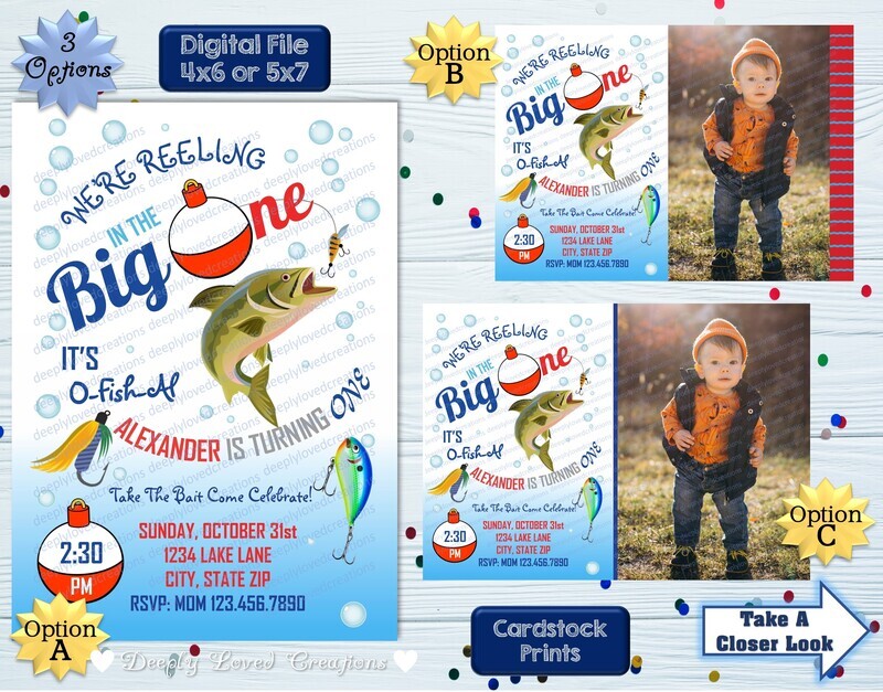 Big One Fish Birthday Invitations *Press photo &amp; swipe for more info*