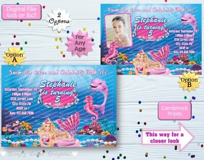 Barbie Mermaid Birthday Invitation *Press photo &amp; swipe for more info*
