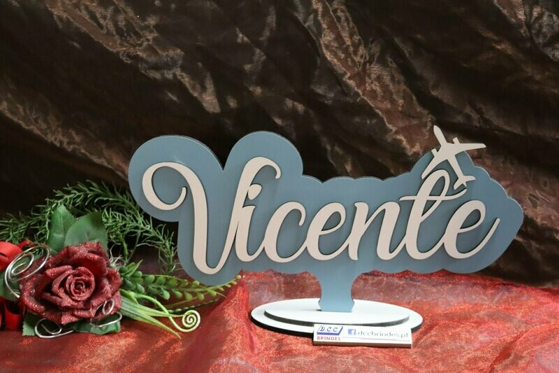 Placa com nome e base