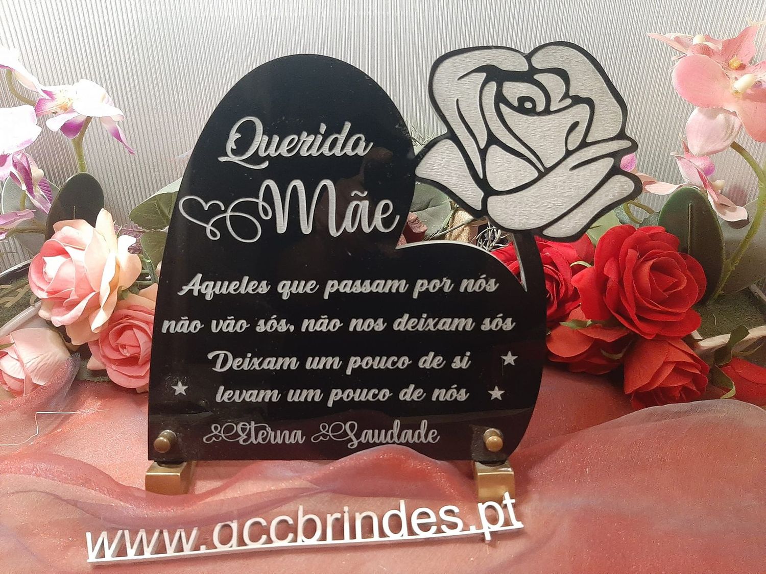 Placa Coração com flor
