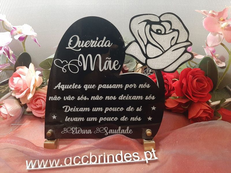Placa Coração com flor