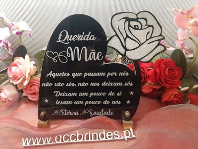Placa Coração com flor