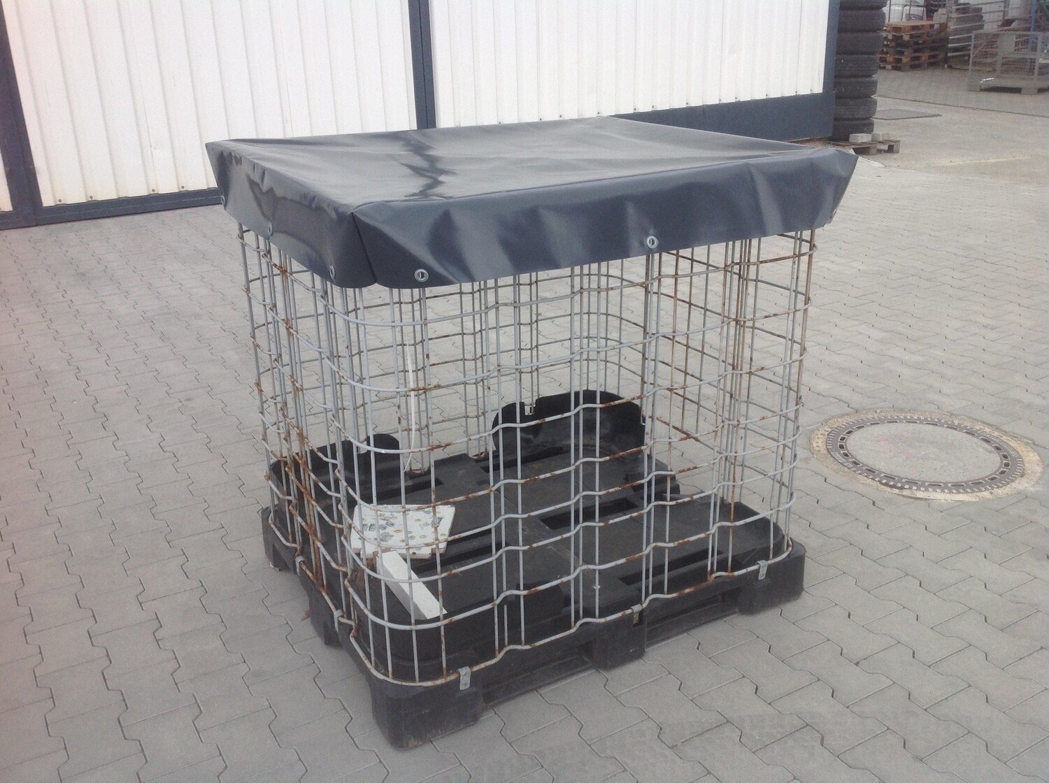 Abdeckhaube IBC Gitterbox niedrig schwarz