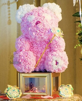 Large 40Cm (16Inch) Pink Rose Bear with Personalized Letter