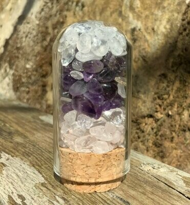 Discover the feeling of pure bliss everyday with clear quartz, amethyst and rose quartz