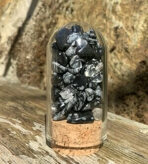 Snowflake obsidian and clear quartz infused glass refill pod