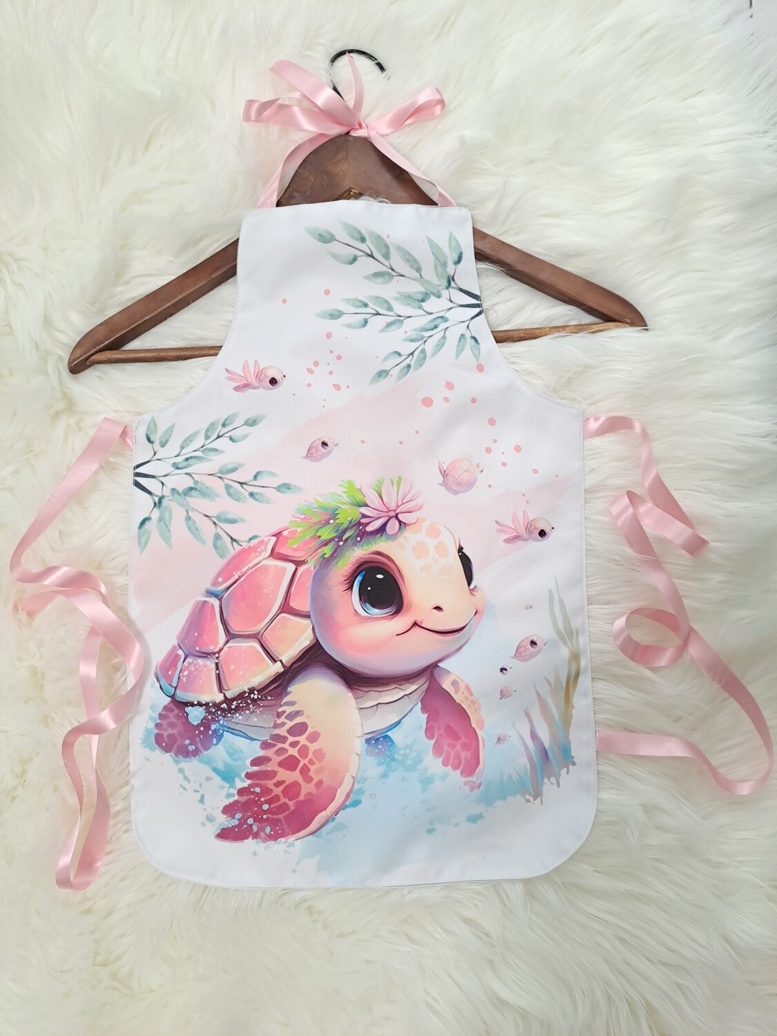 Tablier enfant tortue rose