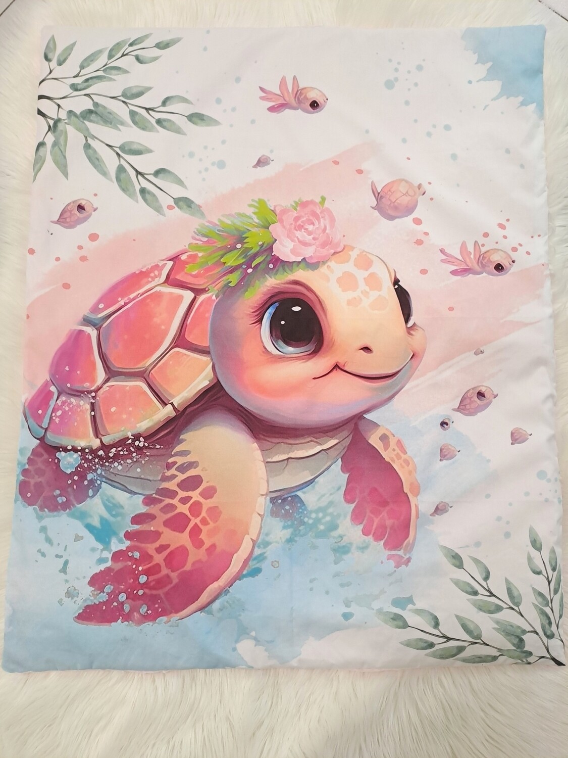 Couverture tortue rose unique enfant