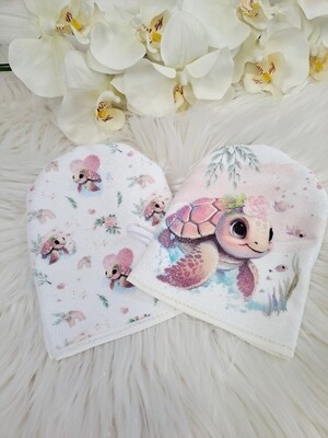 Gant de toilette tortue rose