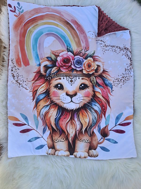 Couverture lion safari unique enfant