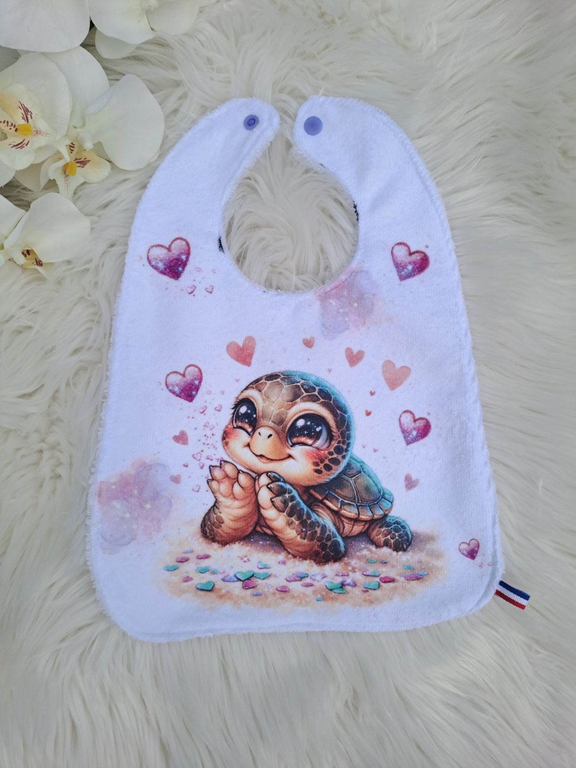 Bavoir bébé tortue cœur 