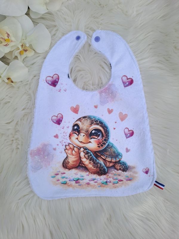 Bavoir bébé tortue cœur 