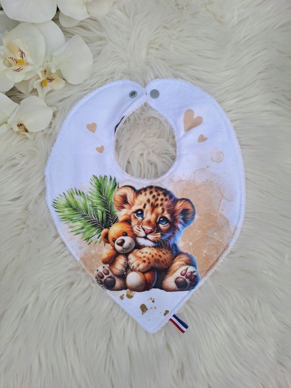 Bavoir bandana lion doudou