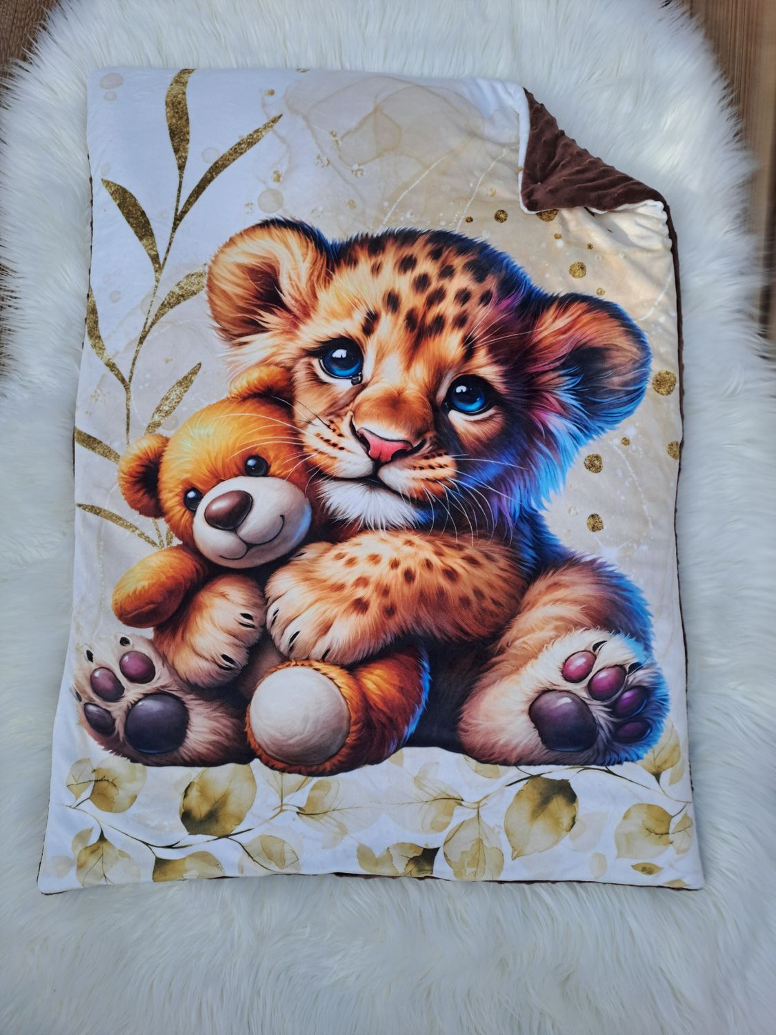 Couverture lion doudou unique enfant