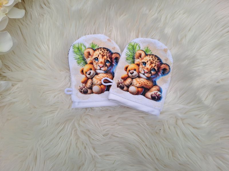 Gant de toilette lion doudou