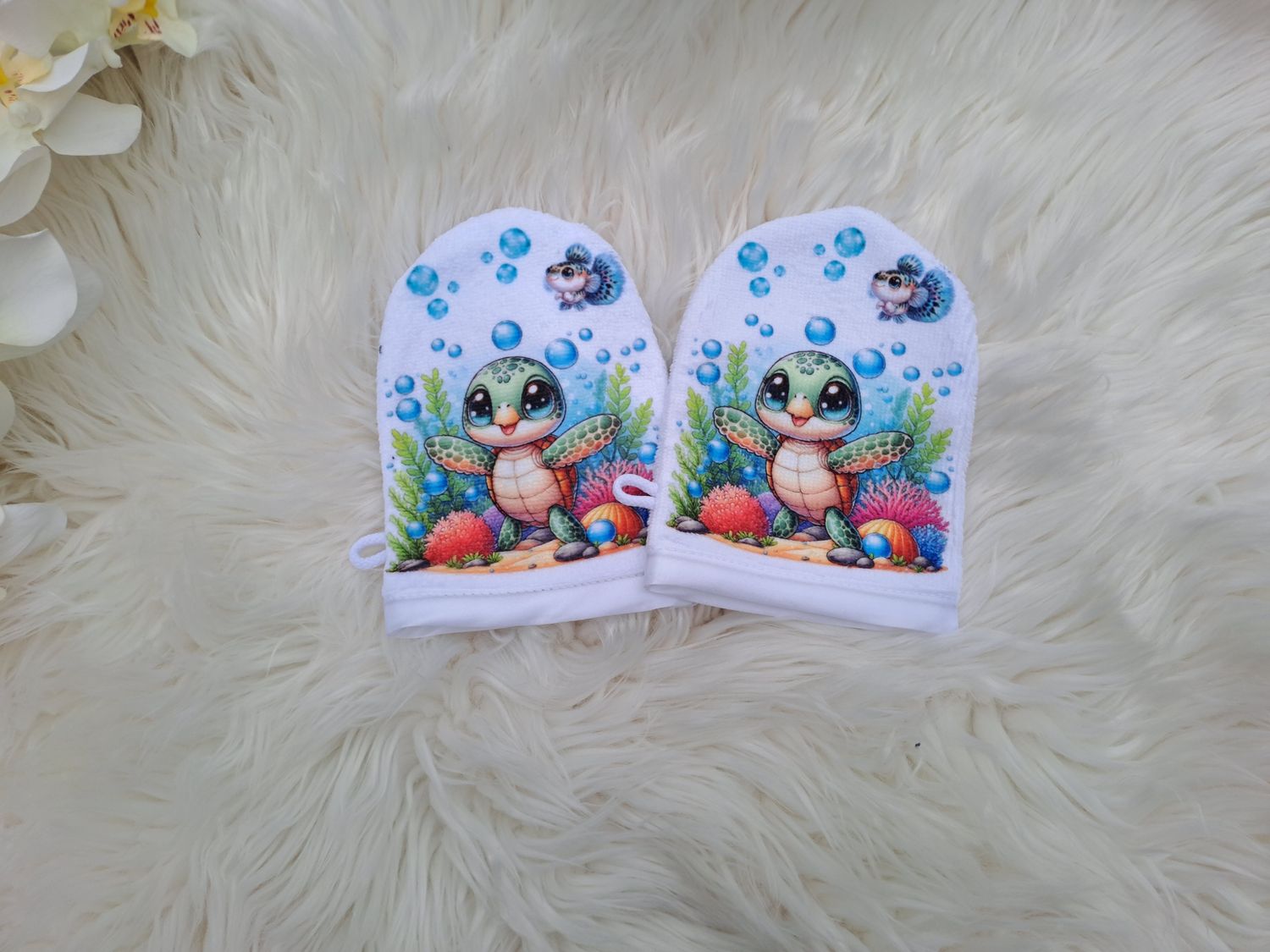 Gant de toilette tortue