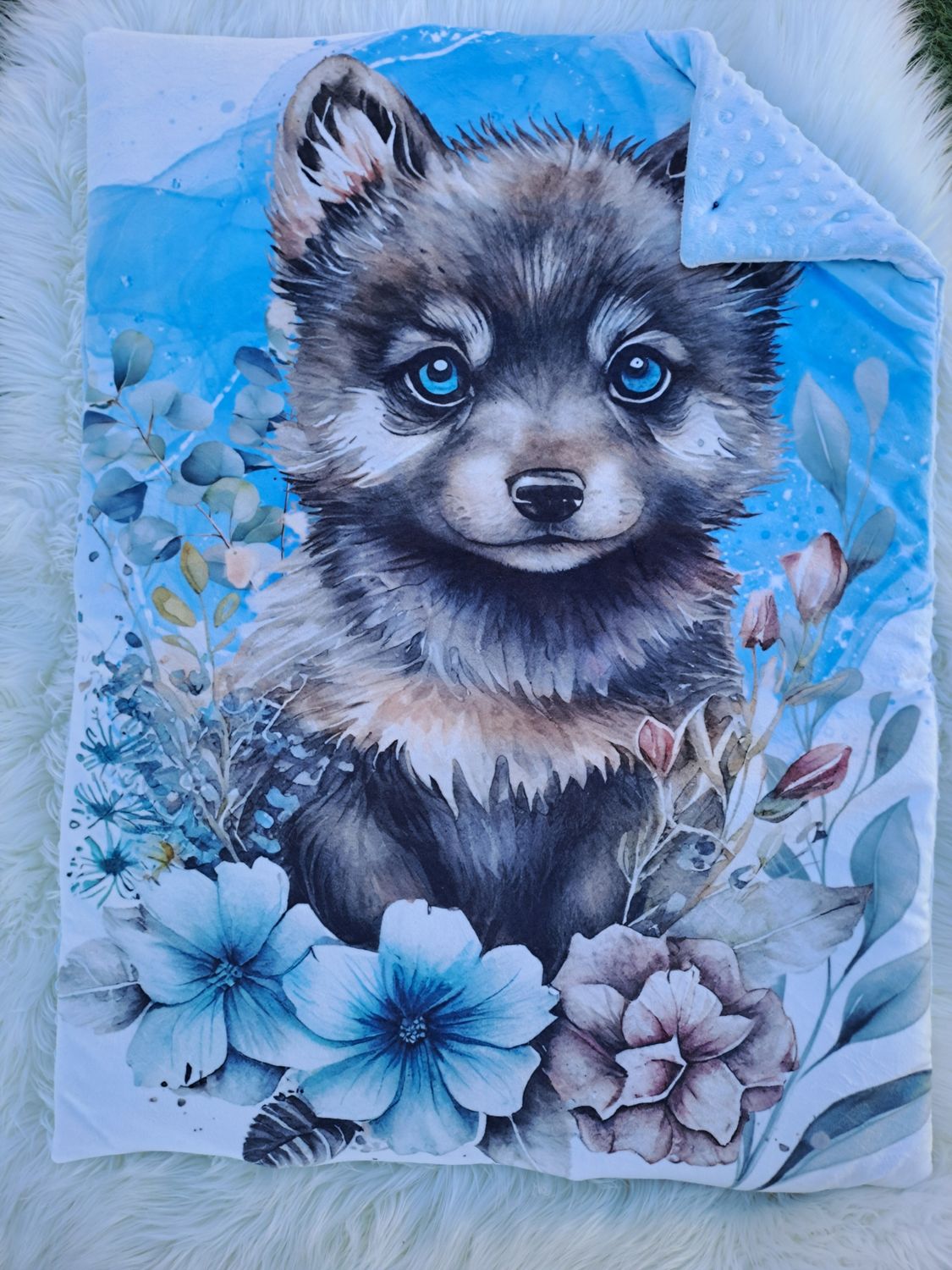 Couverture loup unique enfant