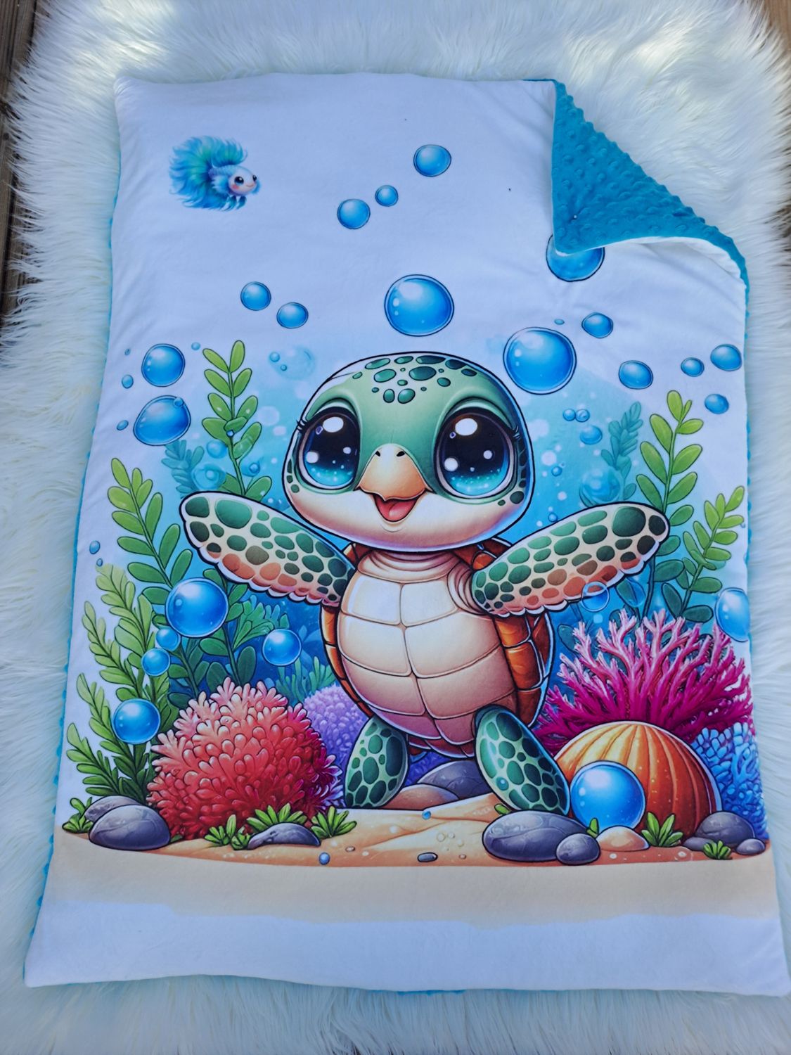Couverture tortue unique enfant